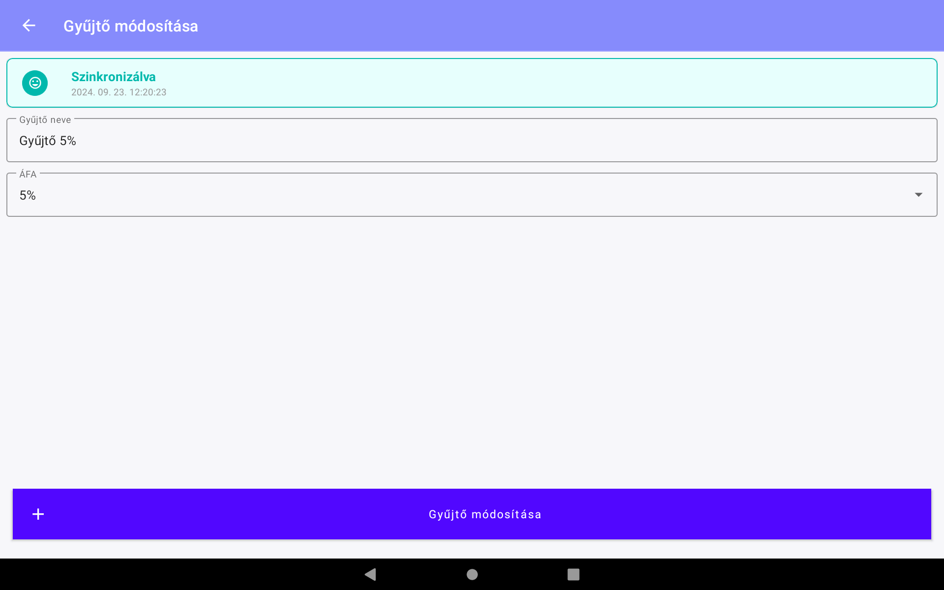 Gyűjtő módosítása