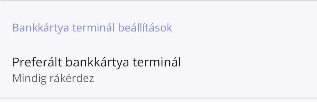55. ábra Bankkártya terminál
beállítások