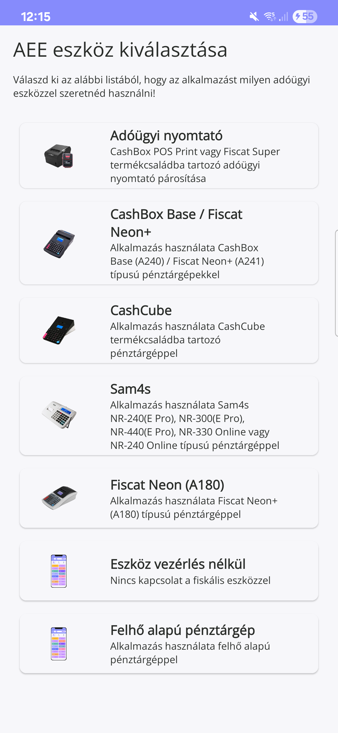 2. ábra. AEE eszköz
kiválasztása