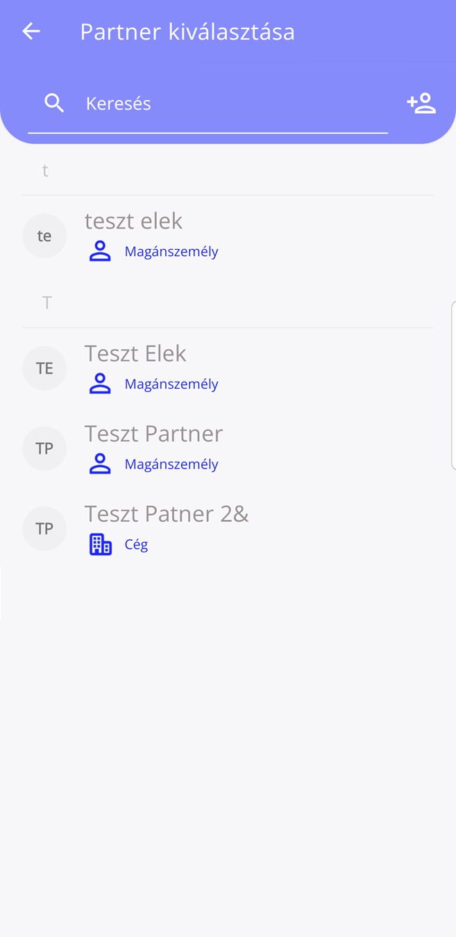 Partner
kiválasztása
