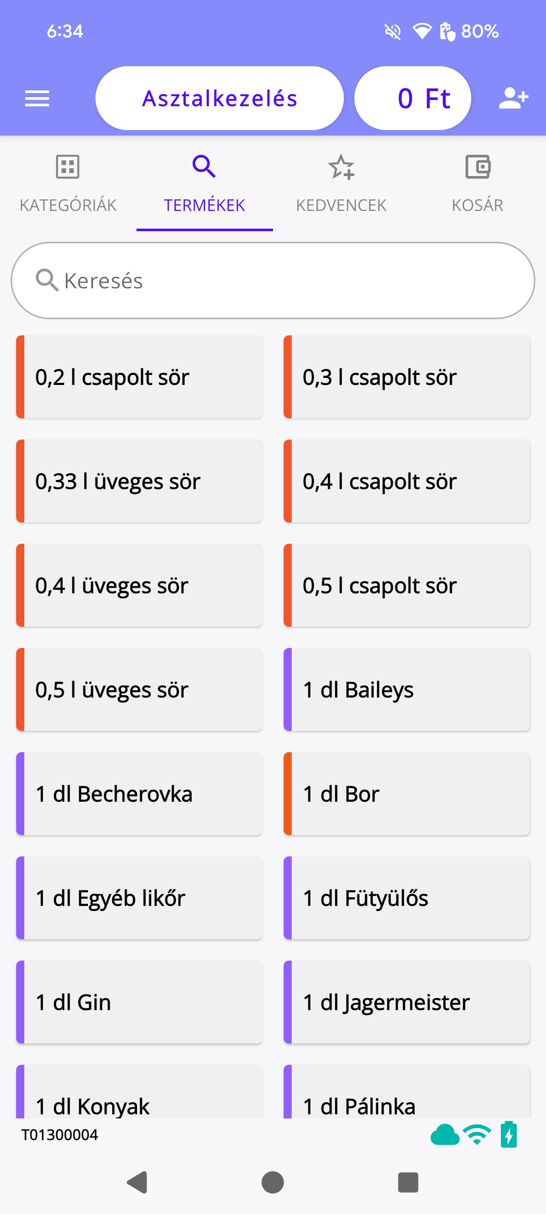 Vendéglátós mód --
Termékek