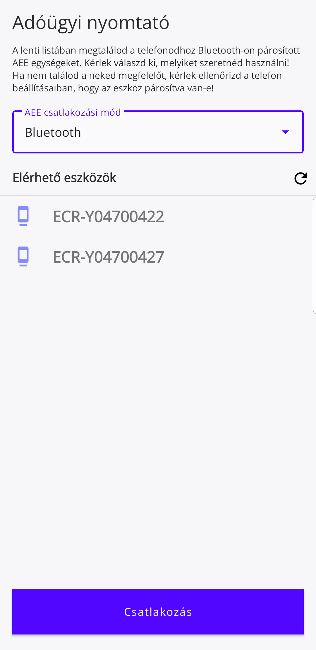 5. ábra Adóügyi nyomtató -
Bluetooth