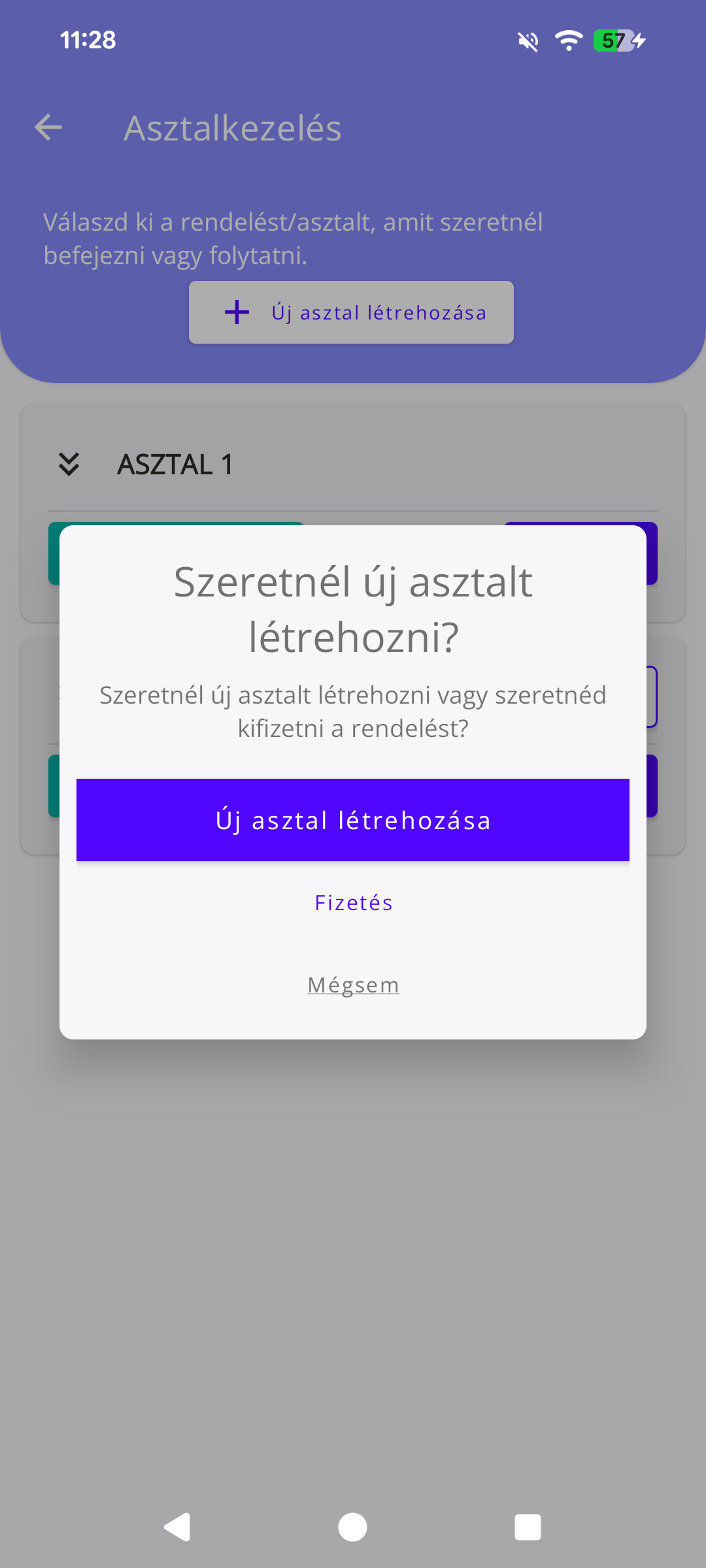 Asztalbontás felugró
ablak