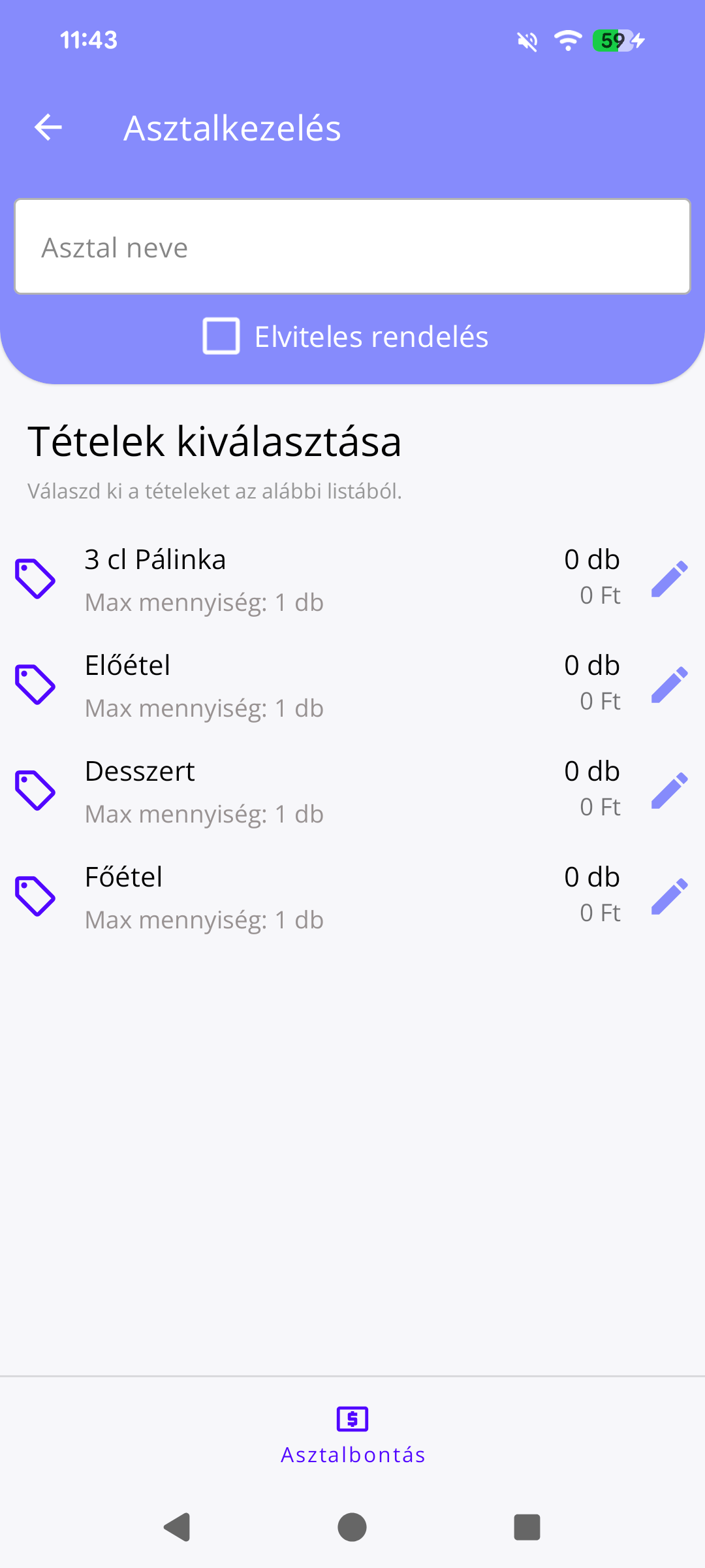 Asztalbontás/részletfizetés