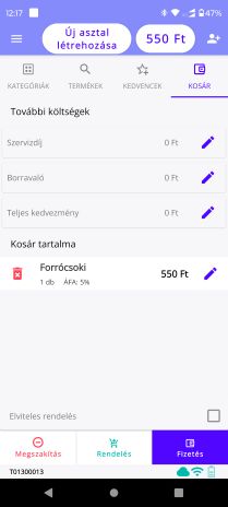 Vendéglátós mód --
Kosár