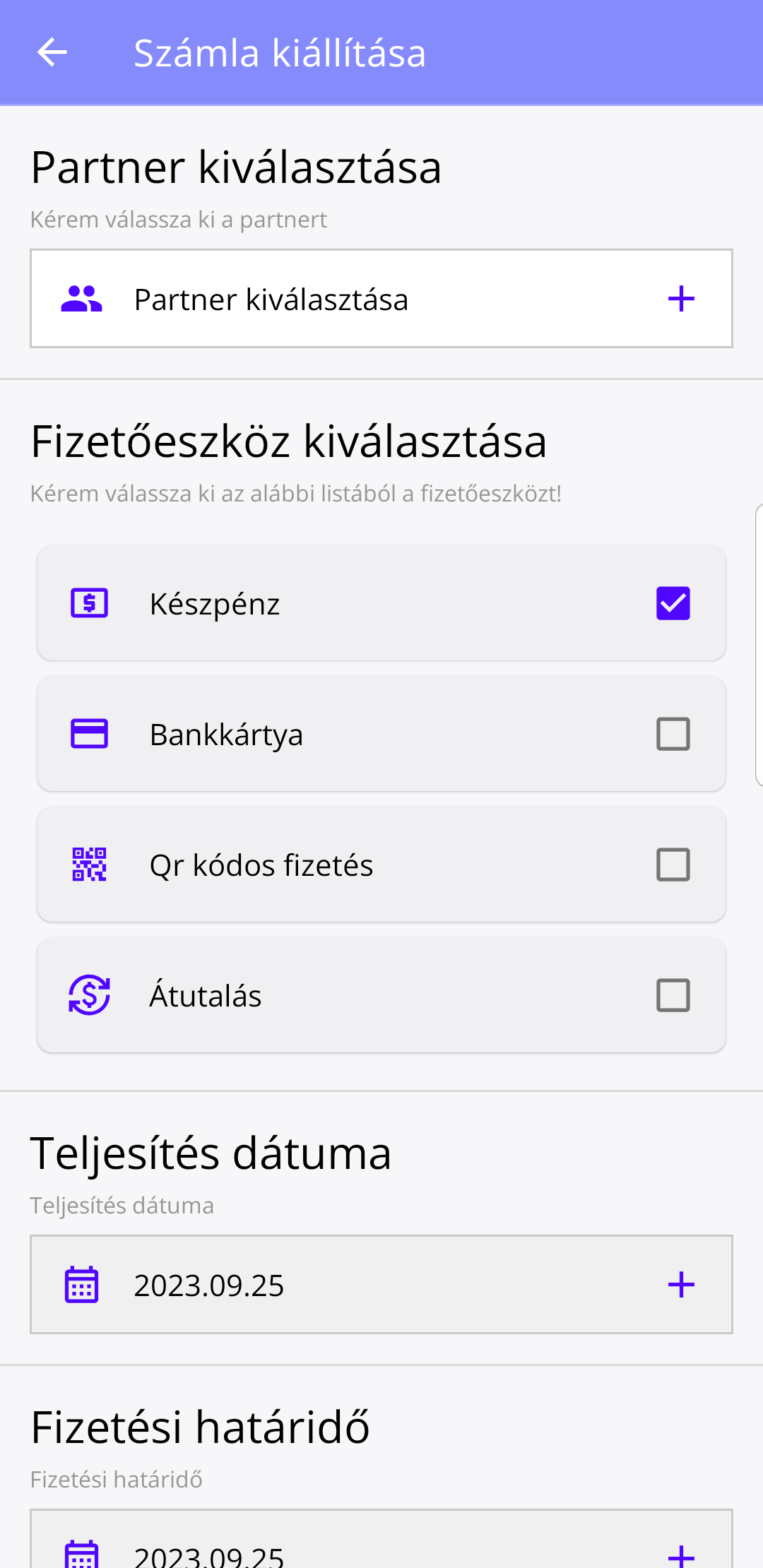 Számla kiállítása