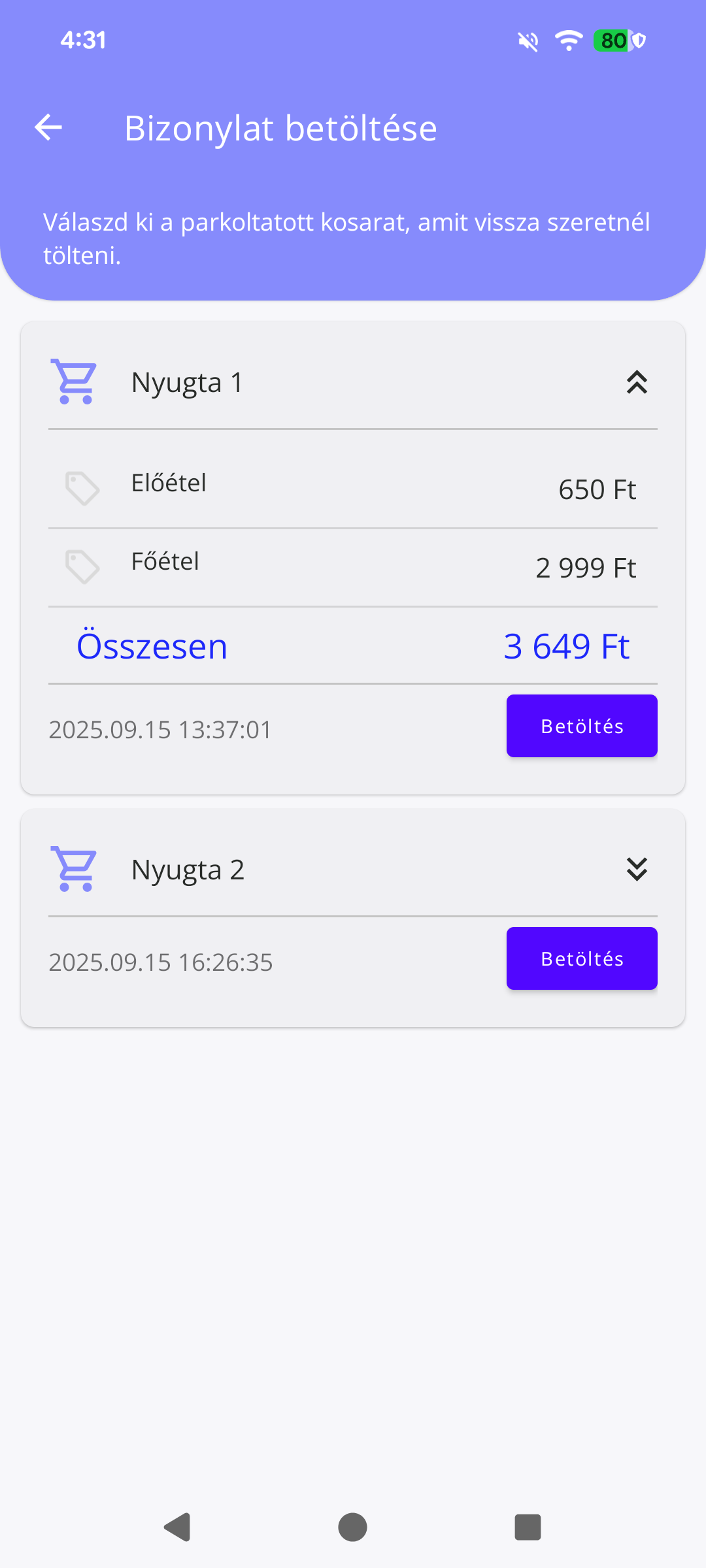 28. ábra Bizonylat
betöltése