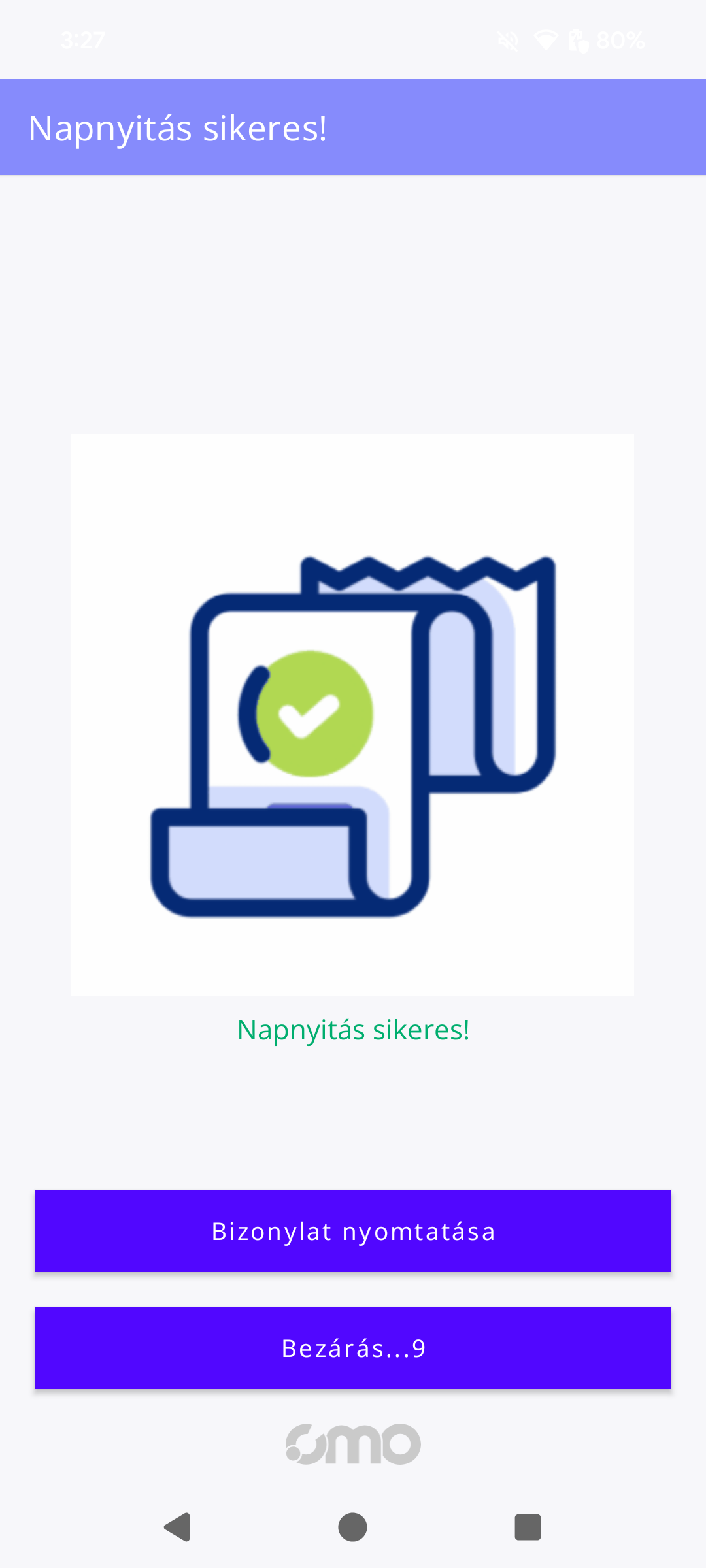 32. ábra FAM - Sikeres napnyitás
dialog