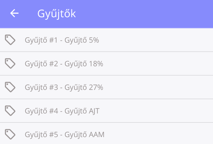 43. ábra. ÁFA gyűjtők
listája