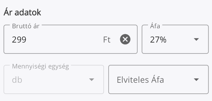 47. ábra. Cikk szerkesztő - Ár
adatok