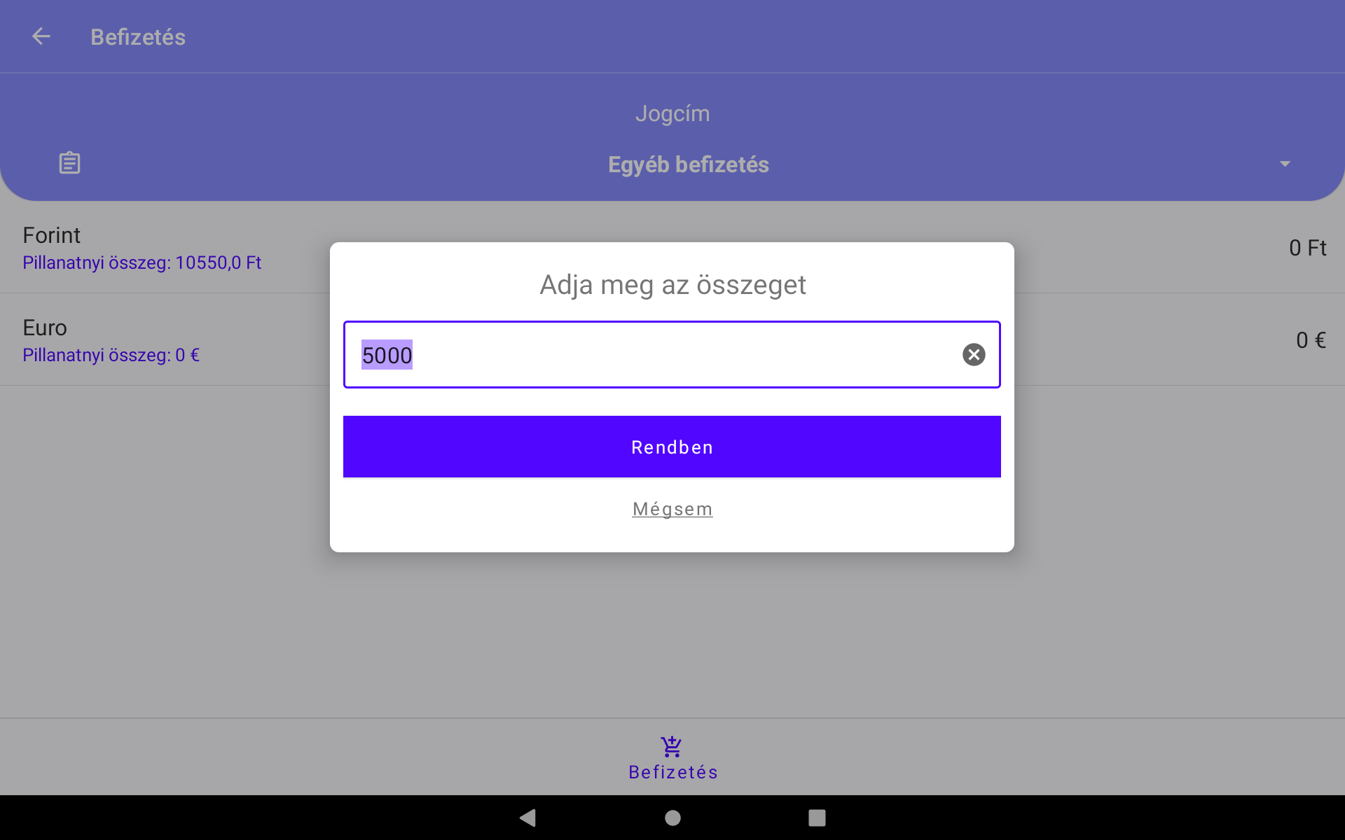 Pénz be és ki összeg megadása